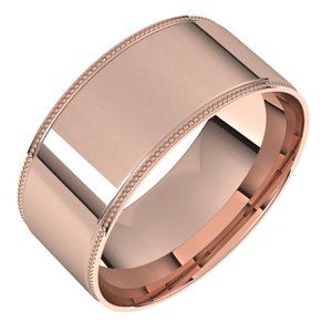 14K Yellow Or White Or Rose Gold Milgrain Stepped-Edge Comfort-Fit Flat Band