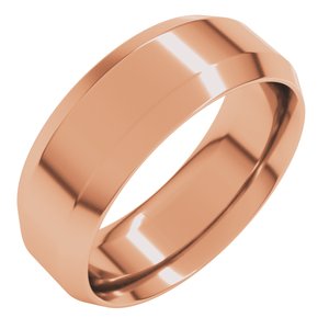 18K Yellow Or White Or Rose Gold Beveled-Edge Comfort-Fit Flat Band