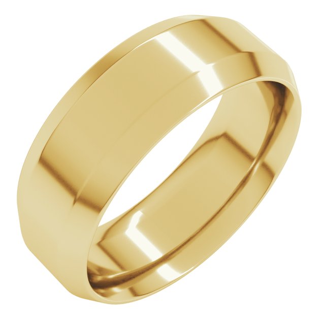 14K Yellow Or White Gold Or Platinum Or Sterling Silver Or Palladium Standard Weight Beveled-Edge Comfort-Fit Band
