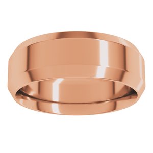 18K Yellow Or White Or Rose Gold Beveled-Edge Comfort-Fit Flat Band