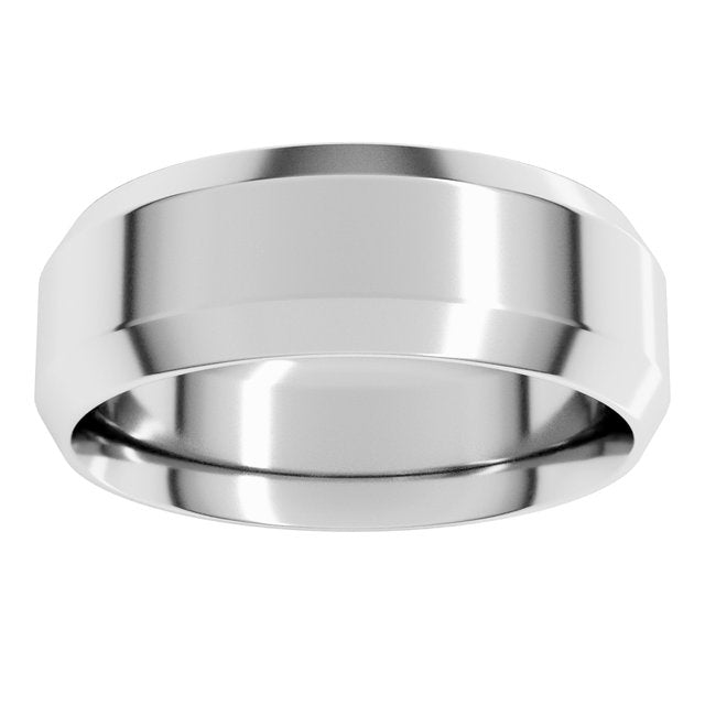 14K Yellow Or White Gold Or Platinum Or Sterling Silver Or Palladium Standard Weight Beveled-Edge Comfort-Fit Band