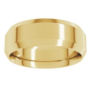 18K Yellow Or White Or Rose Gold Beveled-Edge Comfort-Fit Flat Band