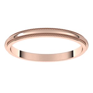 14K Yellow Or White Or Rose Gold Milgrain Stepped-Edge Half Round Band