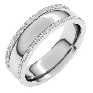 Platinum 6 Mm  Extra Large Milgrain Comfort Fit  Band Size 7.5