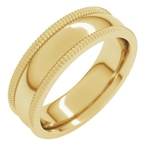 10K Yellow Or White Or Rose Gold Extra Large Milgrain Comfort-Fit Half Round Band