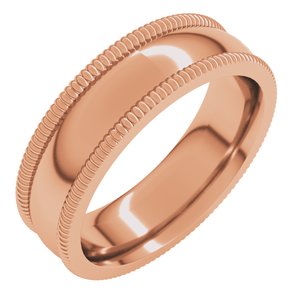 10K Yellow Or White Or Rose Gold Extra Large Milgrain Comfort-Fit Half Round Band