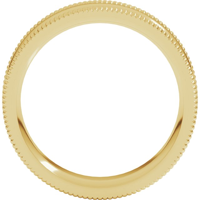 14K Yellow Gold 6 Mm Standard Weight Extra Large Wide Milgrain Half Round Comfort Fit Band, Size 9