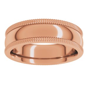 10K Yellow Or White Or Rose Gold Extra Large Milgrain Comfort-Fit Half Round Band