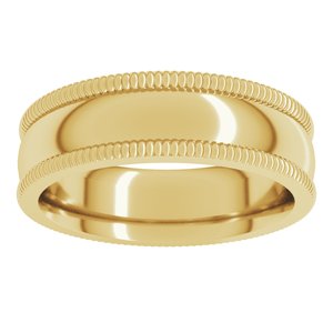 10K Yellow Or White Or Rose Gold Extra Large Milgrain Comfort-Fit Half Round Band