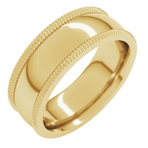 10K Yellow Or White Or Rose Gold Extra Large Milgrain Comfort-Fit Half Round Band