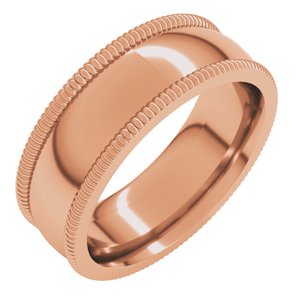 10K Yellow Or White Or Rose Gold Extra Large Milgrain Comfort-Fit Half Round Band