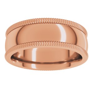 10K Yellow Or White Or Rose Gold Extra Large Milgrain Comfort-Fit Half Round Band