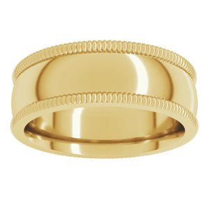 10K Yellow Or White Or Rose Gold Extra Large Milgrain Comfort-Fit Half Round Band