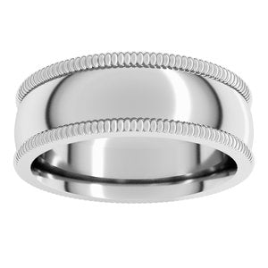 10K Yellow Or White Or Rose Gold Extra Large Milgrain Comfort-Fit Half Round Band