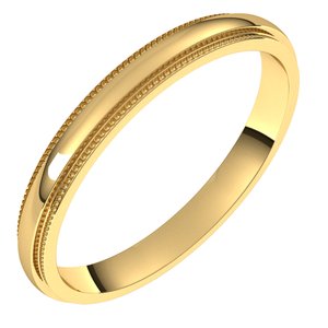 14K Yellow Or White Or Rose Gold Milgrain Stepped-Edge Half Round Band