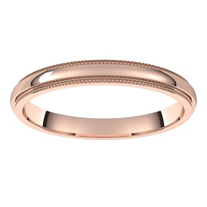 14K Yellow Or White Or Rose Gold Milgrain Stepped-Edge Half Round Band