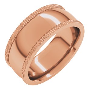10K Yellow Or White Or Rose Gold Extra Large Milgrain Comfort-Fit Half Round Band