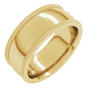 10K Yellow Or White Or Rose Gold Extra Large Milgrain Comfort-Fit Half Round Band