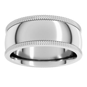 10K Yellow Or White Or Rose Gold Extra Large Milgrain Comfort-Fit Half Round Band