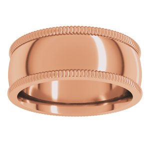 10K Yellow Or White Or Rose Gold Extra Large Milgrain Comfort-Fit Half Round Band