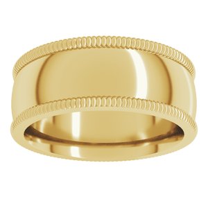 10K Yellow Or White Or Rose Gold Extra Large Milgrain Comfort-Fit Half Round Band