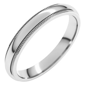 Sterling Silver Milgrain Stepped-Edge Half Round Band