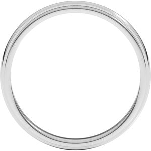 14K X1 White Gold Milgrain Stepped-Edge Half Round Band