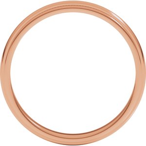 18K Yellow Or White Or Rose Gold Milgrain Stepped-Edge Half Round Band