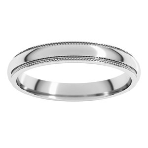 10K Yellow Or White Or Rose Gold Milgrain Stepped-Edge Half Round Band
