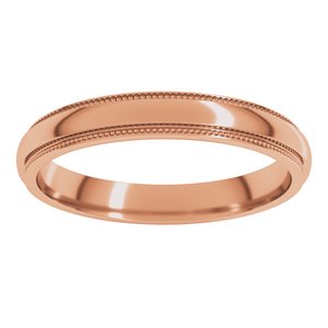 10K Yellow Or White Or Rose Gold Milgrain Stepped-Edge Half Round Band