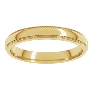 14K Yellow Or White Or Rose Gold Milgrain Stepped-Edge Half Round Band