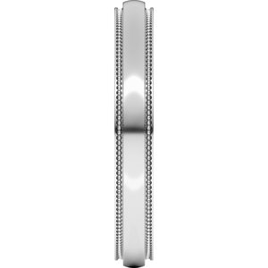 14K Yellow Or White Or Rose Gold Milgrain Stepped-Edge Half Round Band