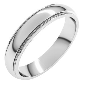 10K White Milgrain Half Round Stepped Edge Band