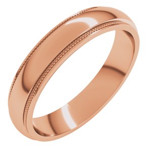 10K Yellow Or White Or Rose Gold Milgrain Stepped-Edge Half Round Band