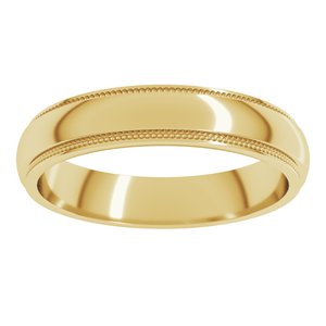 18K Yellow Or White Or Rose Gold Milgrain Stepped-Edge Half Round Band