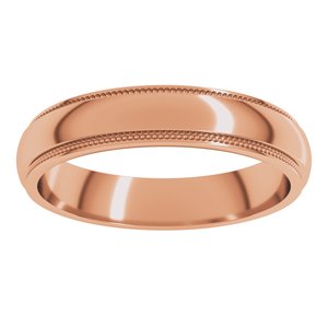 18K Yellow Or White Or Rose Gold Milgrain Stepped-Edge Half Round Band