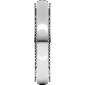 14K Yellow Or White Or Rose Gold Milgrain Stepped-Edge Half Round Band