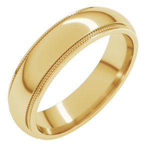 10K Yellow Milgrain Half Round Stepped Edge Band