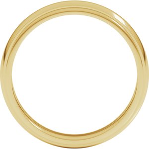 14K Yellow Or White Or Rose Gold Milgrain Stepped-Edge Half Round Band