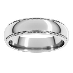 Continuum Sterling Silver Milgrain Stepped-Edge Half Round Band