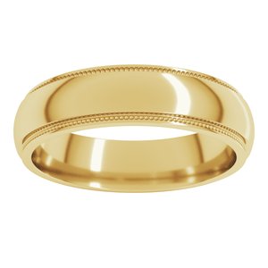 18K Yellow Or White Or Rose Gold Milgrain Stepped-Edge Half Round Band