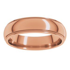14K Yellow Or White Or Rose Gold Milgrain Stepped-Edge Half Round Band