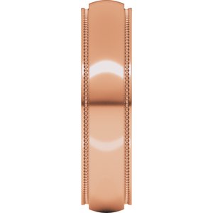10K Yellow Or White Or Rose Gold Milgrain Stepped-Edge Half Round Band