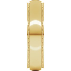 14K Yellow Or White Or Rose Gold Milgrain Stepped-Edge Half Round Band