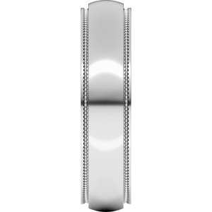 Sterling Silver Milgrain Stepped-Edge Half Round Band