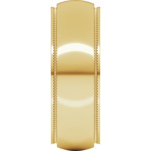 14K Yellow Or White Or Rose Gold Milgrain Stepped-Edge Half Round Band