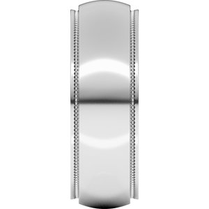 Continuum Sterling Silver Milgrain Stepped-Edge Half Round Band