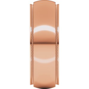 14K Yellow Or White Or Rose Gold Milgrain Stepped-Edge Half Round Band
