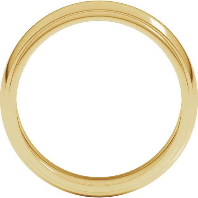 14K Yellow Or White Gold Stepped Edge Milgrain Standard Fit Half Round Band