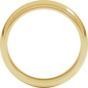 10K Yellow Milgrain Half Round Stepped Edge Band